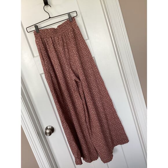 New in Women Floral Dotted Smocked Waist Wide Leg Palazzo Pants Oversized Small - Picture 5 of 11